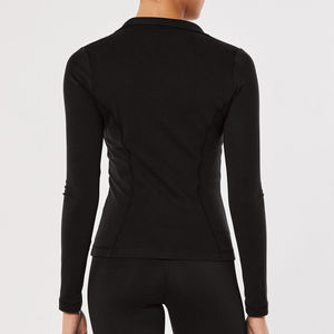 Veste de yoga pour femmes grande taille noire de haute qualité personnalisée, respirante, en spandex, avec fermeture éclair, vêtements de sport avec logo frontal pour la course à pied - Product Image 2