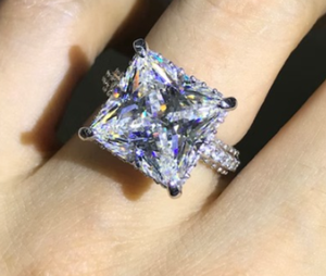 Princess Cut Diamond Moissanite Diamond <b>Ring</b> <b>925</b> Sterling <b>Silver</b> Gift For Her - Product Image 2