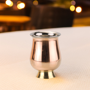 Copa de Mesa del Fabricante, de Cobre Puro y Acero, con Base de Latón, para Bodas, Hogar, Restaurante, Uso Doméstico, Estilo Indio, 300 ml, Ecológica - Product Image 1