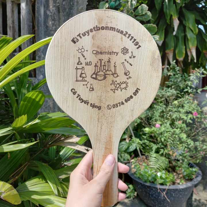 Top Item Vietnamese  Areca Spathe Palm Leaf Hand Fan Decorative Engrave Logo on Fan Blue Lotus 2024 Ms Amelia +84855014447
