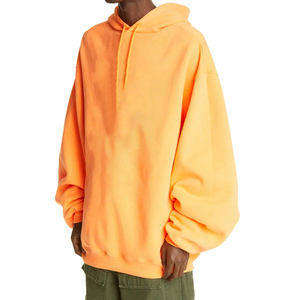 <b>Men's</b> Oversized Zip-Up Hooded Fleece <b>Sweatshirt</b> Solid <b>Orange</b> Regular Fit Autumn Streetwear Long Sleeve 100% Cotton Hoodie - Product Image 3