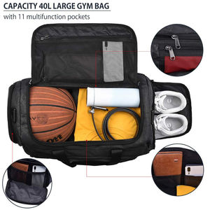 Custom Embroidery Logo Printed Large <b>Travel</b> Duffle <b>Bags</b> Sport Style Waterproof Leather Nylon <b>Shoe</b> Compartment for <b>Shoes</b> Pakistan - Product Image 2
