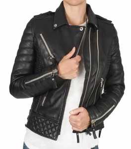 Solid Pattern Winter Varsity Jacket in Sheep Skin Leather with Silk Lining <b>Crystal</b> Decorations Button Lace Plain Dyed Techniques - Product Image 3