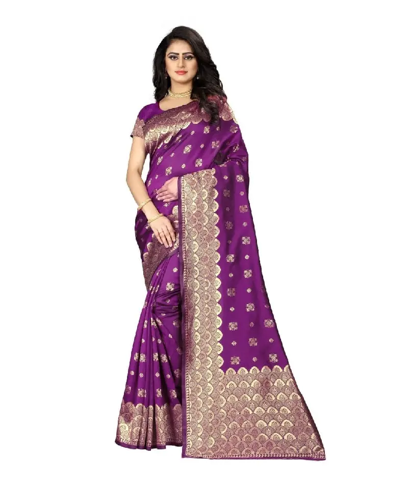 En trend bak düğün kıyafeti Vichitra ipek nakış iş sari kadın ve kız hint etnik giyim düğün kıyafeti elbiseler
