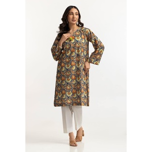 Camisa de Vestir Casual Azul para Mujer con Estampado Dorado - Product Image 5