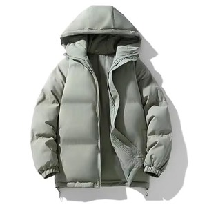 Wholesale Winter Men's Formal Puffer Bomber <b>Jacket</b> with Stand <b>Collar</b> Front Logo Slim Fit - Product Image 5
