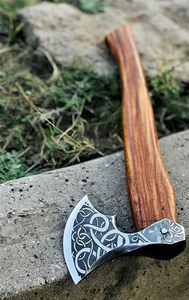 ขวานไวกิ้งเหล็กคาร์บอนแบบสั่งทำสำหรับงานหัตถกรรมเหล็กนานาชาติขวานดีไซน์ใหม่พร้อมด้ามจับไม้สำหรับตั้งแคมป์ - Product Image 2