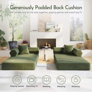 Convertible Sleeper Bed Corduroy Modular Floor <strong>Sofa</strong> Compressed <strong>Sofa</strong> in Box, Pull Out <strong>Sofa</strong> Bed <strong>for</strong> Living Room <strong>Bedroom</strong> Studio - Product Image 5