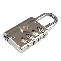 Cadenas de sécurité robuste à combinaison à 4 chiffres, en alliage d'aluminium et de zinc, finition chromée, à levier unique, avec clé de verrouillage