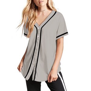 Camiseta de béisbol estilo Hip Hop ecológica para mujer, tiras blancas con botones negros, Camiseta cómoda, uniforme - Product Image 4