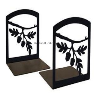 Pájaros chapados en oro de metal de primera calidad sentados en hojas y ramas recubiertas de polvo de color negro Sujetalibros de diseñador al precio más bajo - Product Image 3