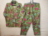 Ensemble de pyjama en coton biologique imprimé oiseaux verts, respirant et confortable, vêtements de nuit sexy pour femmes, cadeau indien pour demoiselles d'honneur, doux et idéal pour se détendre