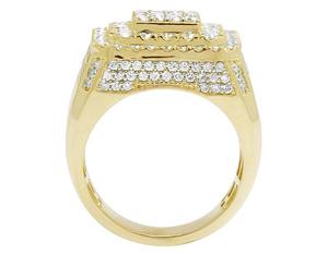 Square Face Cluster Mens <b>Ring</b> in 10K Gold <b>Iced</b> Out with Lab Grown Diamonds for Bold Hip Hop Fashion Jewelry - Product Image 4
