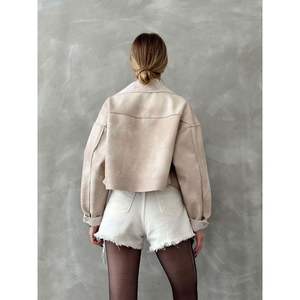 Wholesale Women's Nubuck <b>Fur</b> Collar <b>Coats</b> Faux <b>Leather</b> Outerwear Collection - Product Image 2