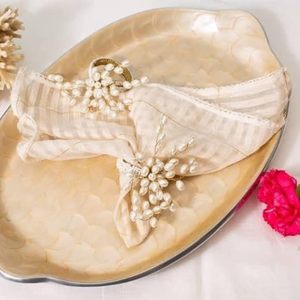 <b>Indian</b> Essence by Golden Pearl Spray Rhinestone Napkin <b>Rings</b> for Dinner Party Wedding - Product Image 1
