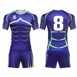Uniforme de rugby à manches courtes haut à la mode ensembles de vêtements de sport légers très respirants vente en gros - Product Image 4