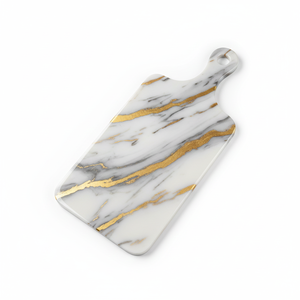 Planche à découper en résine de marbre de luxe, fabriquée à la main, en résine de marbre naturelle, planche de préparation alimentaire pour la cuisine, poignée, écologique, compatible lave-vaisselle - Product Image 5
