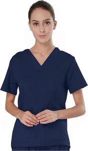 Nouveau produit, prix bas, haute qualité, manches courtes, col montant, vêtements d'hôpital, denim, logo personnalisé, ensembles de blouses médicales, uniforme pour femmes - Product Image 4