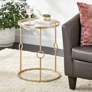 Meilleure qualité Table d'appoint de luxe en métal avec marbre et verre pour la décoration de la maison au tarif de gros - Product Image 4