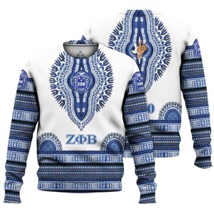 Sudadera con Cuello Redondo de la Hermandad Zeta Phi Beta 1920, Bordado de Letras Griegas, Sudadera de Forro Polar Azul para Mujer - Product Image 3