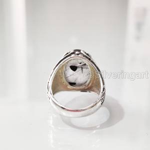 Bague en argent sterling 925 pour homme, avec pierre précieuse naturelle quartz rutile noir, pierre de naissance de avril, bijoux arabes de Noël, vente en gros - Product Image 6