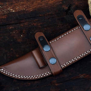Étui à couteau en cuir d'extérieur de qualité supérieure en cuir de vache pour les couteaux à lame fixe Housse de couteau durable avec logo personnalisé - Product Image 6