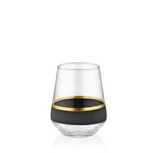 6 Piece Short Black Gold Glow Water <b>Glass</b> <b>Goblets</b> - Product Image 2