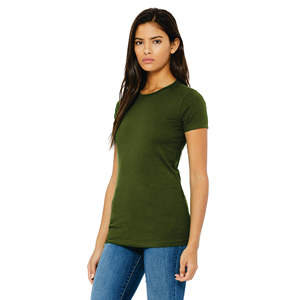 T-Shirt Slim pour femmes, 100% Airlume, en coton peigné avec anneau, 32 simple, 4.2 oz Olive - Product Image 2