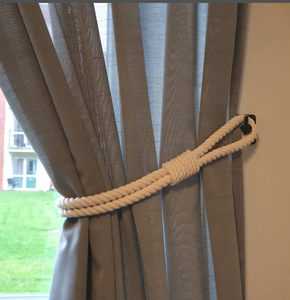 <b>Curtain</b> Tie-back - Holdback <b>Curtain</b> TieBack - <b>Nautical</b> Decor - White Cotton Rope - Product Image 2