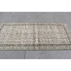 Turkish 3.3x7.4 ft Rug, Vintage Area Rug, <b>Brown</b> Plants & trees Rug - Product Image 3