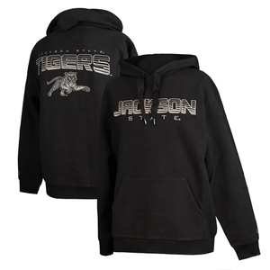 เสื้อฮู้ดดี้ผ้าฟลีซพิมพ์ลายสกรีนสีดำสำหรับผู้ชาย แบรนด์ Jackson State พร้อมโลโก้แบบกำหนดเอง - Product Image 1