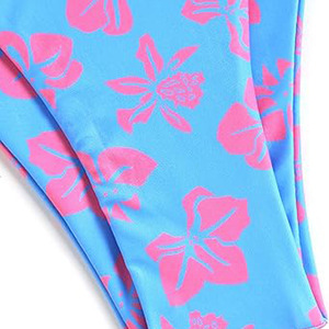 Maillot de bain deux pièces couleur personnalisée Sublimation Bikini ensemble bleu ciel et rose tissu respirant haute élasticité coupe confortable - Product Image 6