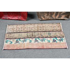 1.8x3.8 ft Rug, Turkish Rug, Vintage <b>Brown</b> <b>Wool</b> Animal Print Rug - Product Image 3