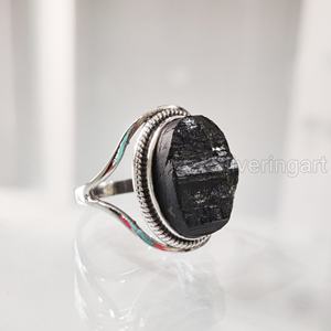 Bague pour femme Bague en pierre précieuse Tourmaline noire naturelle Octobre Birthstone Designer Band Bijoux faits à la main Bague en argent sterling 925 - Product Image 4