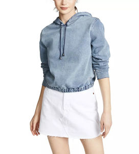 Logo personnalisé imprimé femmes 100% coton coréen Long blanc couleur unie sweats à capuche et sweat pour les femmes - Product Image 5