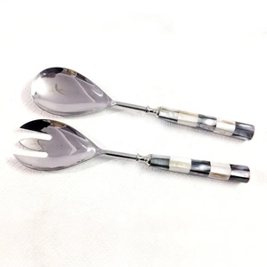 Juego de cubiertos con mango de mármol chapado en oro, mango de diseño de piedra de servicio, vajilla chapada en oro, servidor de ensaladas, gran oferta - Product Image 2