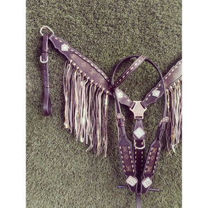 Fabricación de cuero de último diseño hecho de caballo occidental Headstall Black Western Headstall y Breastplate con cristal - Product Image 1
