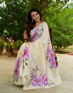 Puro Bishnupuri Tussar Saree con blusa pintada a mano Impresión dibujada a mano de seda de calidad especial - Product Image 4