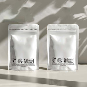 Pochette refermable personnalisée blanche, écologique, compostable, imperméable, avec fermeture éclair pour le stockage des aliments, option de logo personnalisé - Product Image 2