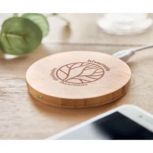 Caricatore Wireless in Bambù Ecologico RUNDO, Gadget USB Promozionale - Product Image 3