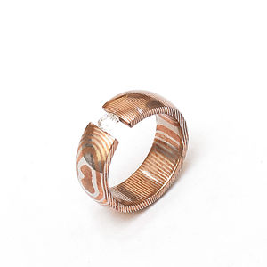 Boîte à bague carrée classique Burraq faite à la main en Mokume Gane avec sertissage clos, idéale pour le quotidien, cadeau parfait pour papa, mari, petit ami, OEM - Product Image 4