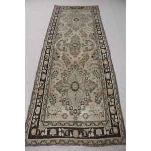 Alfombra Turca Vintage de 0.3x8.7 pies, Alfombra de Lana Marrón Estilo Suroeste - Product Image 1