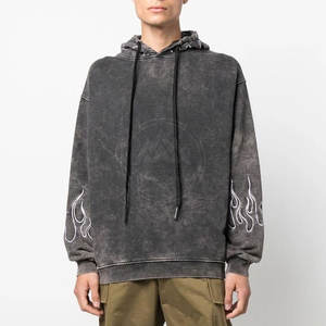 Sweats à capuche délavés à l'acide pour hommes de qualité supérieure conception d'impression à la mode avec fermeture éclair tissu polaire d'hiver grande taille vêtements de mode - Product Image 2