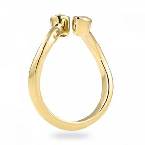 14K oro amarillo minimalista aniversario nupcial Vintage personalizado Toi Et Moi forma de pera bisel ajuste oro amarillo anillo ajustable - Product Image 2