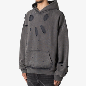 Sweat-shirts à capuche en molleton 100% coton, coupe ample, poids lourd, personnalisés, pour l'automne, brodés, teints en uni, pour hommes - Product Image 3