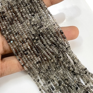 Perles en forme de rondelle à facettes noires de bonne qualité perles en gros de rutile naturel pour la fabrication de bijoux - Product Image 5