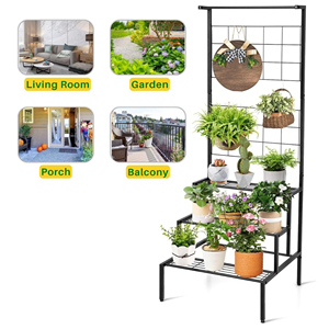 Supports de plantes pour balcon extérieur, support de pot de fleurs pour plantes d'intérieur, décoration d'intérieur, plantes d'intérieur et d'extérieur, 4 niveaux, (noir) - Product Image 6