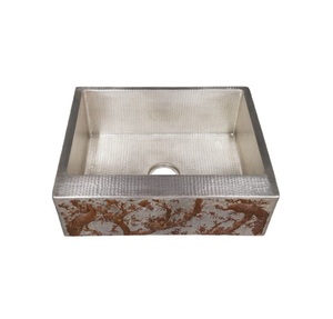 Fregadero de cocina hecho a mano, clásico, cobre martillado, diseño de un solo agujero, atractivo fabricante niquelado, proveedor al por mayor - Product Image 1