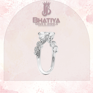 Anillo de compromiso de tres piedras radiante, banda de vid de oro amarillo, anillo de acento de diamante Floral, joyería fina de moissanita cultivada en laboratorio - Product Image 6