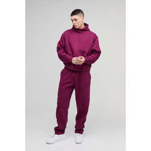 Conjunto de Sudadera con Capucha y Pantalones Deportivos de Algodón Grueso Personalizado, 2 Piezas, Conjuntos Deportivos Vintage Lisos para Hombre - Product Image 4